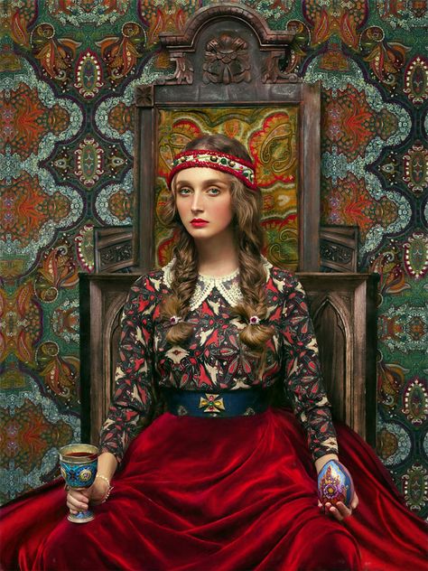 Vibrant images with a distinctive blend of stylistic influences are the modus operandi of Moscow-based photographer Andrey Yakovlev and art director Lili Aleeva (a duo known simply as Yakovlev and Aleeva). Placing an emphasis on feminine beauty and glamour, the creative husband-wife pair has created a photo series placing their subjects in traditional Slavic garb to create a … Andrey Yakovlev, Slavic Clothing, Folklore Fashion, Slavic Folklore, Dark Fairytale, Alfred Stieglitz, 얼굴 그리기, Russian Culture, Viking Style