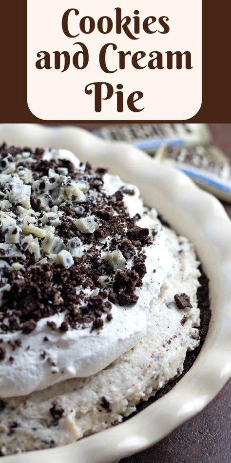 This easy Cookies and Cream Pie makes the perfect sweet ending for your meal #cookiesandcream #Oreos #pierecipes #cookiesandcreampie #southernrecipes #chocolate #whitechocolate #oreopie #desserts #dessertfoodrecipes Cookies N Cream Pie, Cookies And Cream Pie, Crockpot Peach Cobbler, Tornado Cake, Fancy Deserts, Dessert Pies, Oreo Desserts, Oreo Pie, Future Chef