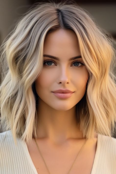 Soft beachy waves on a shoulder-length long bob offer a relaxed and trendy style choice. Ideal for those who prefer longer bobs these soft waves add natural-looking bounce and movement to the hair. Click here to check out more why the bouncy bob is making a comeback: see 28 fabulous examples. Bouncy Bob, Shoulder Length Blonde, Blonde Hair Inspiration, Beachy Waves, Soft Waves, Hair Colours, Come And Go, Long Bob, Shoulder Length Hair