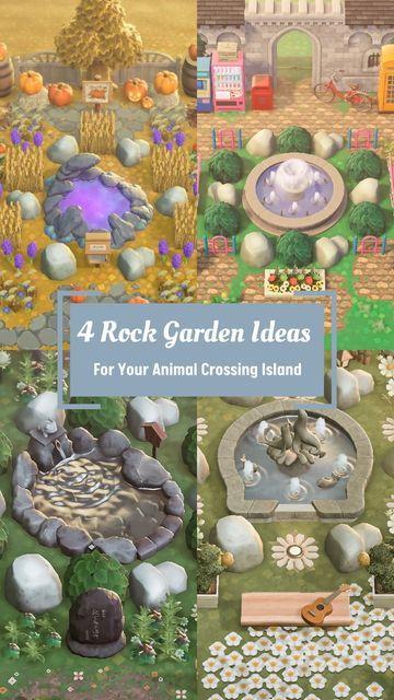 Animal Crossing Stone Garden, Acnh Rock Garden Design, Garden Stone Path, Flower Path, Rock Garden Design, Stone Path, Pumpkin Sign, Pet Rocks, Garden Flower