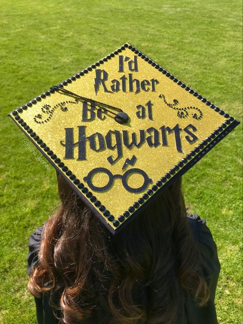 Tim Burton Graduation Cap, Graduation Cap Ideas Harry Potter, Cap Decoration Graduation Harry Potter, Harry Potter Cap Decoration Graduation, Harry Potter Graduation Cap Ideas, Harry Potter Graduation Cap Designs, Harry Potter Grad Caps, Skyrim Graduation Cap, Cute Graduation Cap Ideas