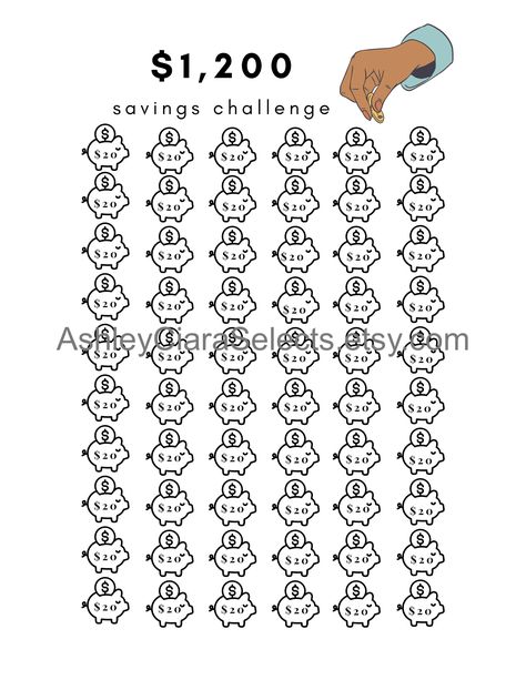 $1,200 savings challenge!! PRINT OR DOWNLOAD! $0.60 IN MY ETSY SHOP!!! 😃😃 Saving Methods, 4h Ideas, Saving Coins, Savings Ideas, Saving Money Chart, Money Chart, Savings Challenge Printable, Money Saving Methods, Saving Challenges