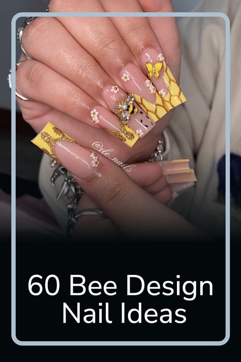 These 60 bee nails designs will have you looking fresh and stylish! Perfect for showing off your honey-like sweetness, each design is as precious as a bumblebee. Get ready to be the queen of the hive with these amazing nail art ideas – no sting required! Let's get creating! Honey Nails Color, Queen Bee Nails, Honey Nails Design, Bumble Bee Nails Design, Bee Nails Design, Honey Bee Nails, Bumblebee Nails, Bee Nail Designs, Bumble Bee Nails