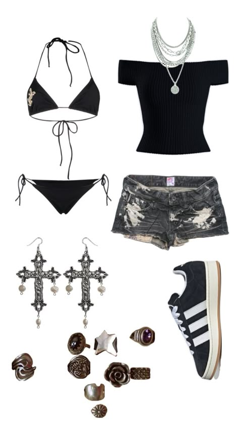 Alt Beach Outfits, Alt Vacation Outfits, Dresses Names, Emo Summer Outfits, Summer Festival Outfits, Fire Clothes, Trashy Outfits, Crop Top Outfits, Swaggy Outfits