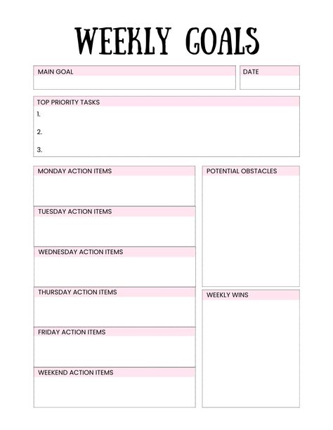 Ready to level up your goal-setting game? 😎 Try our fun and easy-to-use 💥FREE💥 weekly goal-setting template and guide! 🎯 Unleash your inner superhero and start crushing your goals today! 🏆🌟 #SMARTGoals #GoalSetting #Free #Printable #Template #Resolutions Weekly Goals Template, Weekly Goal Setting, Monthly Goal Setting, Free Goal Printables, Goal Chart, Schedule Ideas, Weekly Reflection, Smart Goals Template, Monthly Goal