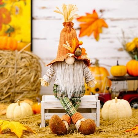 Turkey Fall Gnome Thanksgiving Gnome Decorations 2Pack Handmade Swedish Tomte Gnomes With Maple Leaves Gnome Plush Figurine Gnomes Holiday Decor Gifts Features: Unique Design - The Thanksgiving gonks features long plush white beards and braids, there is a sunflower on the orange hat and maple leaves on the body, full of the breath of autumn . Great gift - It is the right size as a gift. The height 7 inch makes it neither nor too small. Perfect gift for Christmas, other festival, party , birthday and so on. Premium Material - The body, hat and beard of the tomte gonks are made of soft fabrics, and the tall hat has a metal wire that can be bent at will so that you can fold it into different shapes according to your own ideas; The weighted bottom (filled with sand) allows him to stand on his Gnome Thanksgiving, Gnome Decorations, Thanksgiving Gnome, Holiday Elements, Swedish Tomte, Fall Ornaments, Witch Room Decor, Trippy Room Decor, Orange Hat