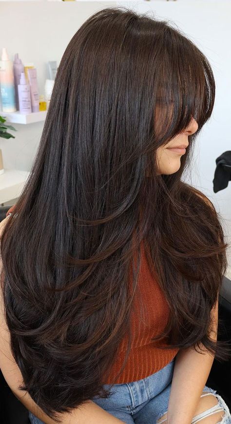 Long Layered Haircuts, Choppy layers long hair, long wolf cut layers, Front layered haircuts for long hair, Short layers on long hair, 2 layered haircut for long hair, medium layered haircuts, types of layered haircuts, haircuts for long straight hair, long hairstyles for women Layered Haircuts For Asian Hair, Nikki Delventhal, Haircut Inspo, Layered Haircuts With Bangs, Haircuts For Long Hair With Layers, Hair Inspiration Long, Layered Haircuts For Medium Hair, Hairstyles For Layered Hair, Long Layered Haircuts