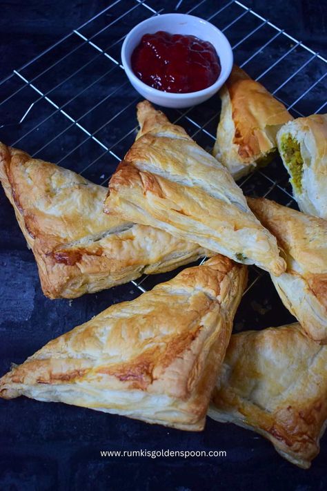 Aloo puff patties | Potato puff pastry | Aloo puff recipe Aloo Puff Pastry, Aloo Patties, Potato Puff Pastry, Puff Patties, Veg Puff Recipe, Potato Puffs, Veg Snacks, Golden Spoon, How To Make Potatoes