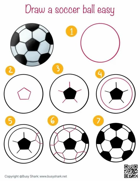 How To Draw Soccer Ball, Draw A Soccer Ball, Sports Drawings Easy Football, Football Drawing Easy, Drawing Ideas Soccer, Soccer Drawings Easy, Cartoon Drawing For Kids, Grass Drawing, Soccer Drawing