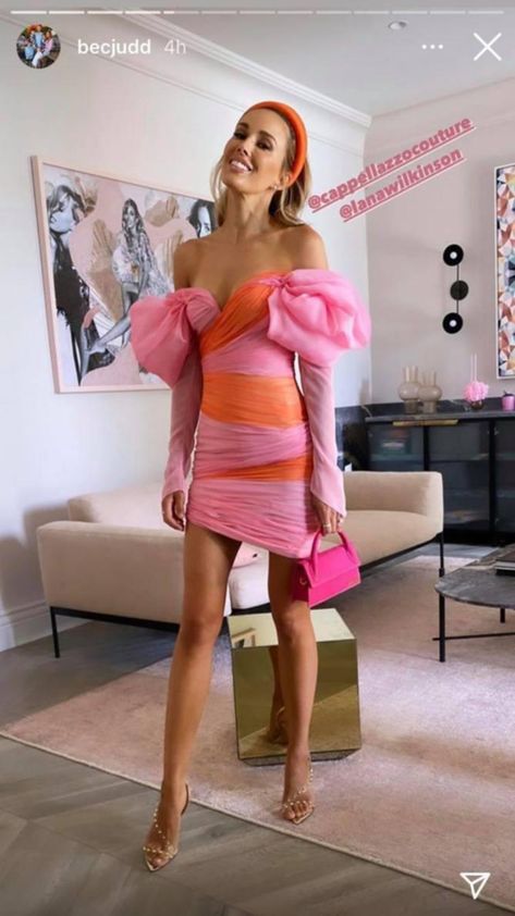 AFL WAG Bec Judd finally shows off her stunning Melbourne Cup day dress | PerthNow Melbourne Cup Outfit, Melbourne Cup Dresses, Melbourne Cup Fashion, Rebecca Judd, Bright Outfit, Dresses For The Races, Race Day Outfits, Races Fashion, Melbourne Cup