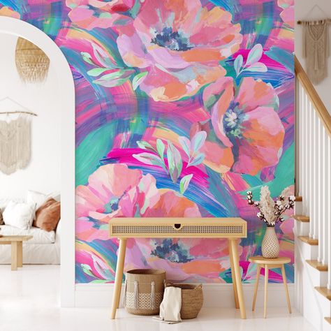 Brighten up any room with our Vibrant Abstract Watercolor Floral Wallpaper. This mural features sweeping brushstrokes and bold, colorful flowers, perfect for creating a dynamic and artistic atmosphere. It's an ideal choice for anyone looking to add a splash of creativity and modern flair to their space. Hello ✋, we offer high-quality wallpapers on both traditional and removable peel & stick materials. We use the newest printing technology with premium eco-friendly materials and certified health- Entryway Mural Wall Art, Abstract Floral Mural, Wallpaper Vibrant, Abstract Murals, Artistic Home Decor, Bright Office, Watercolor Floral Wallpaper, Colorful Murals, Vibrant Watercolor