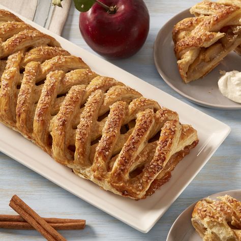 Danish is famous for its braided design and delicious fruit filling. Never tried to make a braided pastry before? We’ve got you covered! See our step-by-step demo behind the braiding technique on our Instagram Story. Pear Strudel, Caramel Apple Tart, Almond Glaze, Danish Pastries, Apple Picking Season, Tart Dough, Leftover Dough, Almond Extract, Apple Tart