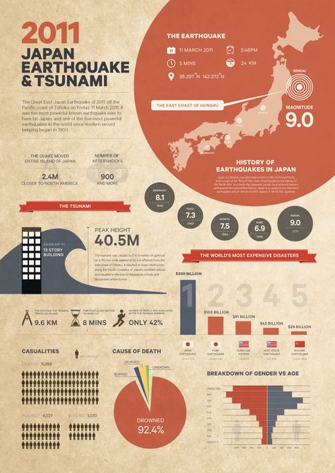 Infographics: Japan Earthquake on Behance Scientific Poster Design, Academic Poster, Infographic Examples, Mẫu Power Point, Scientific Poster, Infographic Layout, Infographic Inspiration, Research Poster, Info Board