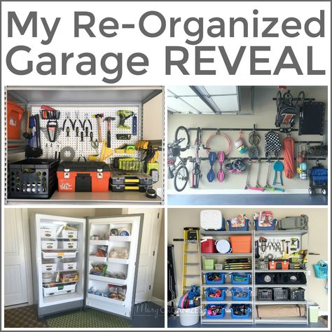 My Re-Organized Garage Reveal -s Freezer Storage Organization, Freezer Organizer, Junk Organization, Mudroom Garage, Organize Garage, Bike Storage Garage, Garage Storage Inspiration, Garage Organization Tips, Deep Freezer