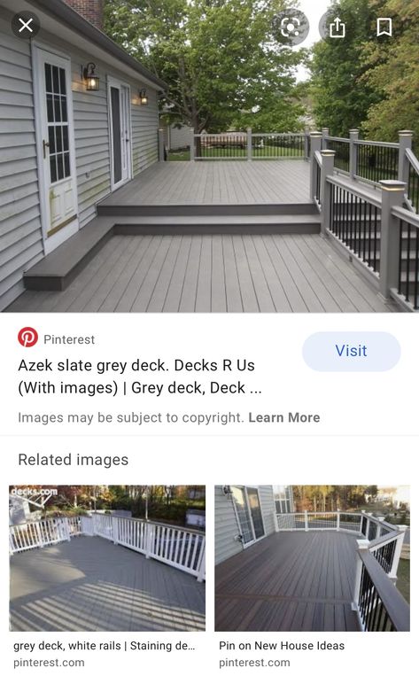 Gray Deck Ideas, Dark Gray Deck, Gray Deck, Grey Deck, Deck Ideas, Slate Grey, Dark Gray, New Homes, Stain