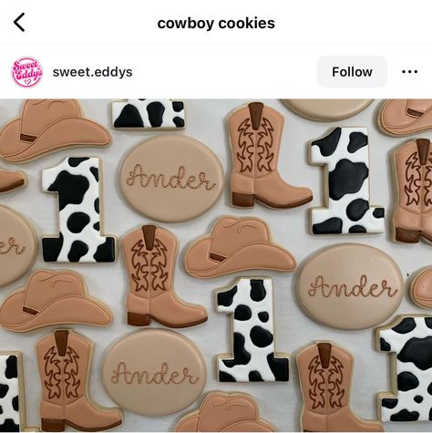 First Rodeo Cookies, Rodeo Cookies, Half Way To One, 1st Rodeo, Rodeo Birthday Parties, Cowboy Cookies, Rodeo Birthday, First Rodeo, June Birthday