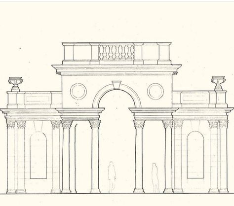 Neoclassical Architecture Drawing, Neoclassical Architecture Sketch, Arch Entrance, Neo Classical Architecture, Neoclassical Art, Castle House Design, Classical House, Architecture Drawing Plan, Interior Architecture Drawing