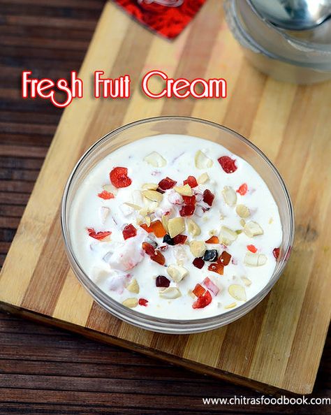 Fresh Fruit cream recipe Recipes For Potluck, Dessert Ideas For Party, Fresh Cream Body Lotion, Fruit Birthday Cake, Store Fruit, Tetra Pack, Aloo Tikki, Fruit Recipe, Custard Recipe