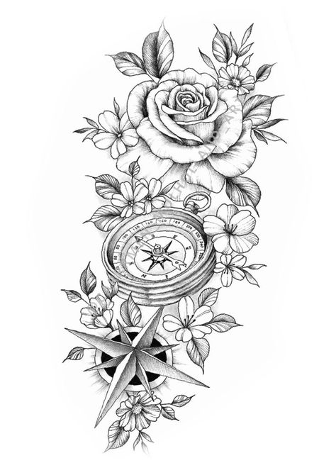 Compass Tattoo With Date Of Birth, Blended Family Tattoo, Rose Compass Tattoo, Christian Wrist Tattoos, Mandala Compass Tattoo, Realistic Tattoo Design, Rose Tattoo Stencil, Hourglass Tattoo, Compass Tattoo Design