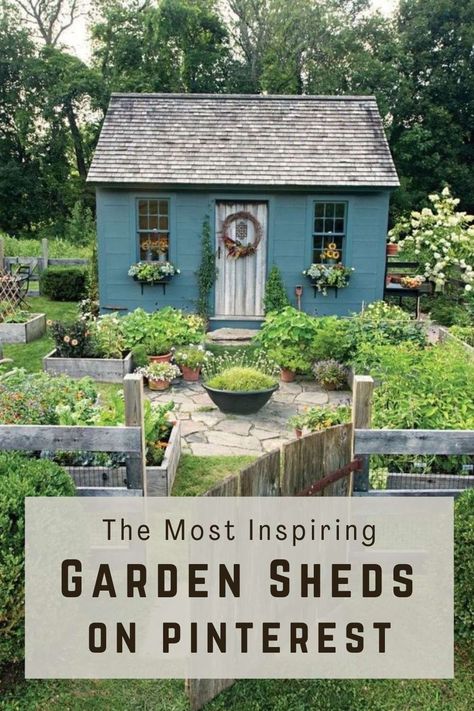 Potting Shed Interiors Inspiration, Garden Shed Upgrade, Shed In Garden Design, Potting Shed Ideas Inspiration, Window Garden Shed, English Potting Shed, French Potting Shed, Shed And Garden Ideas, Attractive Garden Sheds