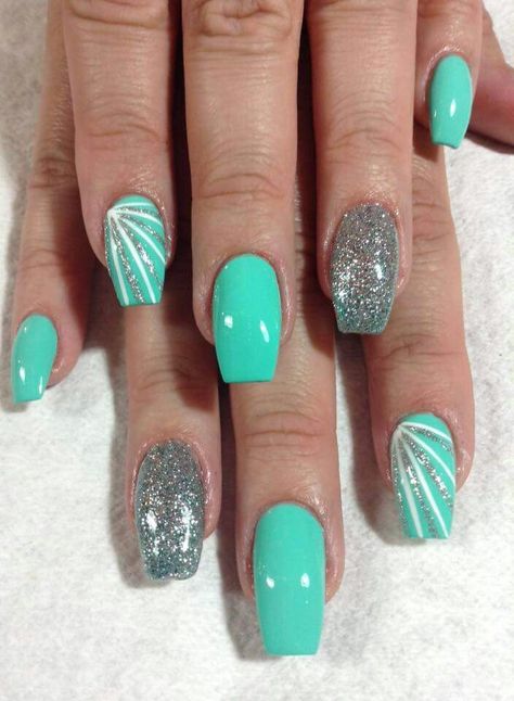 Teal Pedicure Designs, June Nail Art Designs, Acrylic Nails For Mexico Vacation, Finger Nail Designs For Summer, Fun Party Nails, Fun Glitter Nails, Dip Powder Nails Colors Summer Design, Summer Fun Nails Designs, Spring Nail Art Designs Pretty