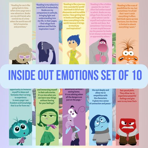 Inside Out 2 Quotes, Powerful Thoughts, Dark Era, Inside Out Emotions, Unique Bookmarks, Movie Inside Out, Bookmark Designs, Inside Out Characters, Social Emotional Activities