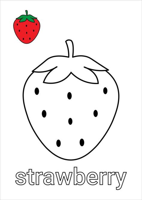 Strawberry Coloring Page for Kids Strawberry Template Free Printable, Fresa Dibujo, Fruit Coloring, Fruit Coloring Pages, Farm Activities, Art Time, Beautiful Flowers Photography, Templates Printable Free, Kindergarten Worksheets