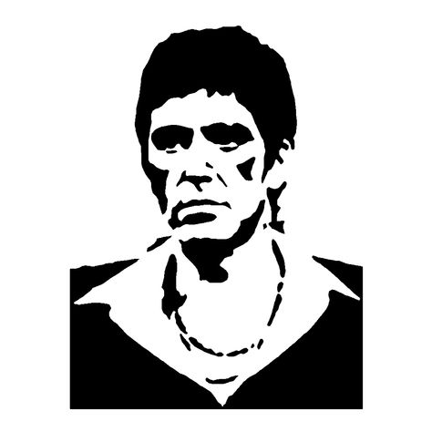 Scarface Stencil, Black People Tattoos, Pumpkin Carving Stencil, 3d Pencil Drawings, Stencil Graffiti, Face Stencils, Black And White Art Drawing, Tony Montana, Silhouette Stencil