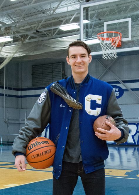 Multi Sport Athlete Senior Pictures, Multi Sport Senior Pictures, Letterman Jacket Pictures, Senior Sports Photography, Sr Pictures, Mother Son Photos, Sports Photoshoot, Senior Photos Boys, Boy Graduation