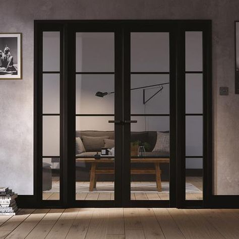 Room Divider Doors - Internal Room Dividing Doors – Tagged "black-primed-room-dividers" Internal Door Frames, Hall Doors, Internal French Doors, Strawberry Hill, Black Rooms, Room Divider Doors, Glass Room, Black Room, Glazed Door