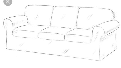 Couch Drawing Reference, Couch Drawing, Simple Couch, Improve Drawings, Drawing Challenges, Interior Design Drawings, Drawing Lesson, New Drawing, Delicate Tattoo