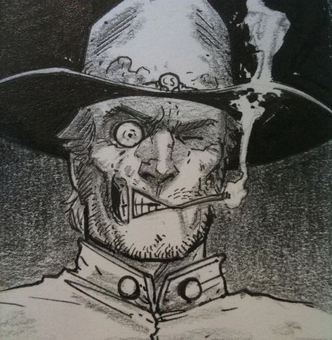 Cowboy Character Design, Minimal Tattoo Designs, Zombie Drawings, Jonah Hex, Optical Illusion Tattoos, Illusion Tattoos, Badass Drawings, Arte Peculiar, Cowboy Art