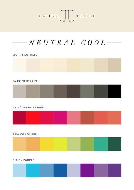 Neutral Tones Fashion, Cold Skin Tone, Wardrobe Color Guide, Style Tips And Tricks, Skin Palette, Deep Autumn Color Palette, Neutral Skin Tone, Deep Winter Colors, Olive Undertones