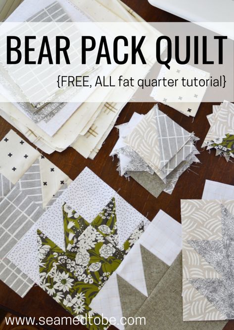 Modern Bear Paw Quilt, Woodsy Quilt Patterns, Quilting Free Patterns, Bear Paw Quilt Pattern Free, Black Bear Quilt, Bear Paw Quilts, Fat Quarter Quilt Pattern Free, Fat Quarter Baby Quilt, Hst Quilt Blocks