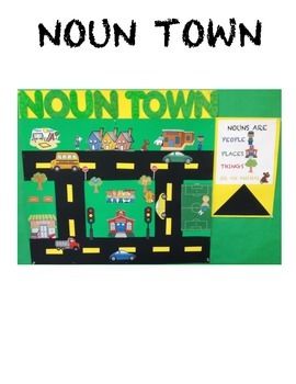 Make teaching nouns fun, create a NOUN TOWN. This document will make it quick and easy for you to prepare.   Quick Lesson Plan Procedure: 1. Make the "Noun Town" Prior to the lesson. 2. Introduce students to the "Nouns Are" sign 3. Ask students to find all of the people first. Noun Town Project First Grade, Noun Town 2nd Grade, Noun Town First Grade, Noun Town Project, Noun Town, Teaching Nouns, English Activity, Birthday Board Classroom, Board Classroom