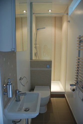 Narrow Ensuite, Compact Ensuite, Small Shower Room, Bilik Air, Ensuite Shower Room, Narrow Bathroom, Best Bathroom Designs, Skiathos, Tiny Bathrooms