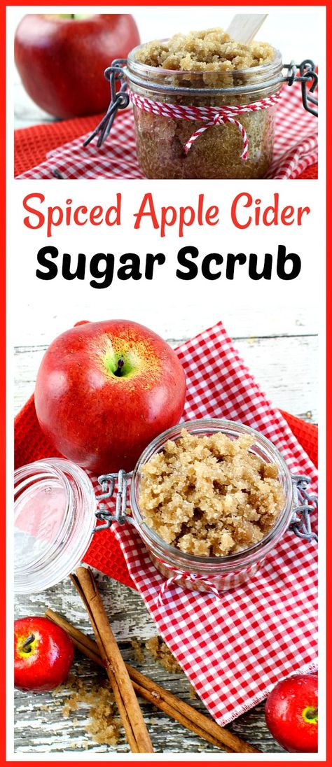 Fall Sugar Scrub, Homemade Gift Idea, Diy Sugar Scrub Recipe, Scrub Diy, Sugar Scrub Homemade, Diy Spices, Homemade Scrub, Spiced Apple Cider, Sugar Scrub Recipe