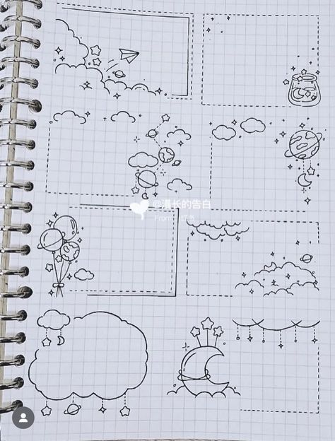 Note Book Decoration Ideas School, Buku Journal Aesthetic, Journal Sketches Aesthetic, Mind Mapping Ideas Creative Design, Doodle Frames And Borders, Journal Doodling, Buku Diy, Organizator Grafic, Doodle Doodle