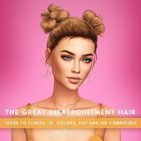 The Great Disappointment Hair Double Buns, Short Straight Hair, Maxis Match Cc, Sims Mods, Maxis Match, Cc Finds, My Youtube Channel, Sims 4 Cc, Buns