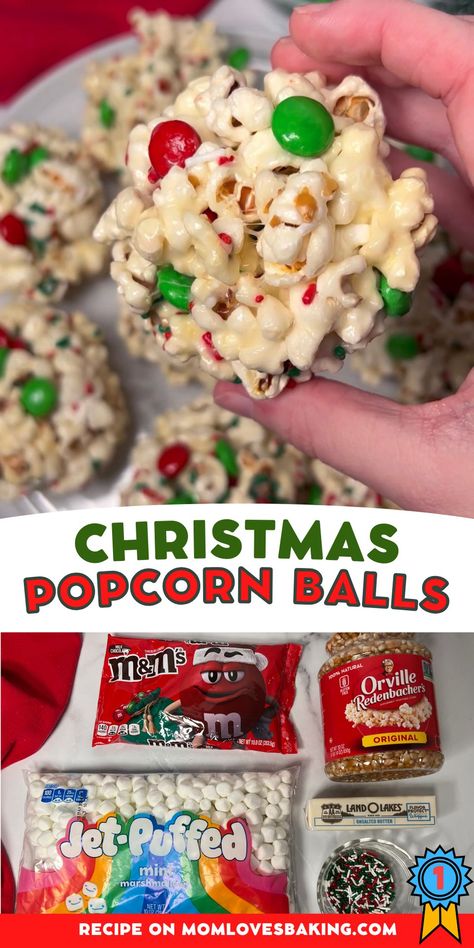 Get the recipe: https://www.momlovesbaking.com/christmas-popcorn-balls-recipe/ Christmas Popcorn Balls, Christmas Popcorn Recipes, Popcorn Balls Recipe, Christmas Popcorn, Popcorn Balls, Christmas Candy Recipes, Bliss Balls, Holiday Snacks, Popcorn Recipes