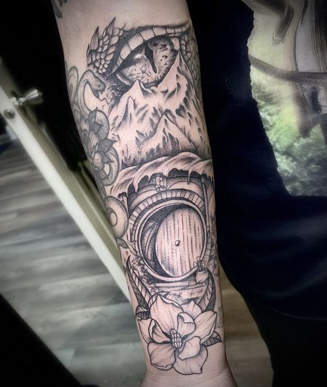 Lotr Hand Tattoo, Lord Of The Rings Tattoo Design, Elves Tattoo, Gandalf Staff Tattoo, Lord Of The Rings Tattoo Gandalf, Smaug Tattoo Hobbit, Lord Of The Rings Tattoo Sleeve, Lord Of The Rings Sleeve Tattoo, The Hobbit Tattoo