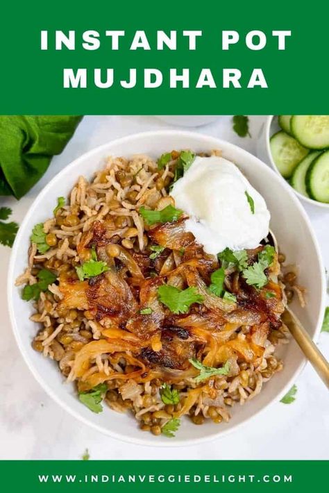 Instant Pot Mujadara Recipe, International Instant Pot Recipes, Mujadara Recipe, Indian Cuisine Recipes, Healthy Recipes For Diabetics, Lentils And Rice, Tasty Videos, Veggie Delight, Lunch Box Recipes