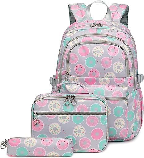 Joyfulife Teen Girls School Backpack Kids Bookbag Set with Lunch Box Pencil Case Travel Laptop Backpack Casual Daypacks Canvas Pencil Case, School Pencil Case, School Bookbags, Girl Backpacks School, Backpack Pattern, Backpack Material, Girls School, Student Backpacks, School Bags For Kids