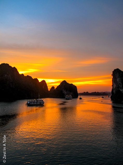 Halong Bay can be a magical experience. Read more on one of the best Halong Bay luxury cruise experiences that takes you to the quieter Bai Tu Long Bay. Halong Bay Cruise, Bai Tu Long Bay, Ha Long Bay, Ha Long, Halong Bay, Sunset Cruise, Luxury Cruise, Vietnam, Collage