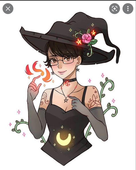 Larienne Art, Witch Hairstyles Short, Dark Witch Drawing, Witch Hairstyles, Witch Girl Art, Witch Drawing, Anime Witch, Witch Girl, Witch Design