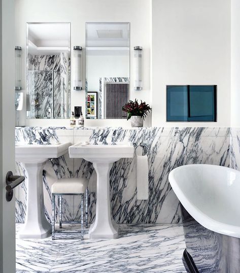 Firmdale Hotels by Kit Kemp on Instagram: “Bathroom goals. The beautiful marble bathrooms at the #HaymarketHotel #London #KitKemp Follow @kitkempdesignthread . .  #style #design…” Kit Kemp Bathroom, Hotels Bathroom, Hotel Bathrooms, Marble Bathrooms, Firmdale Hotels, Instagram Bathroom, Kit Kemp, Bathroom Goals, Marble Bathroom