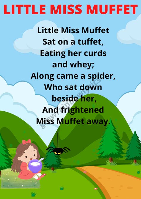 English Rhymes, Little Miss Muffet, Miss Muffet, Nursery Rhymes, Little Miss, Nursery