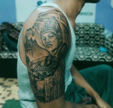 Myanmar Hero Tattoo, Myanmar Hero, Hero Fighter, Myanmar Art, Full Sleeve Tattoos, Art Tattoos, Myanmar, Body Art Tattoos, Full Sleeve