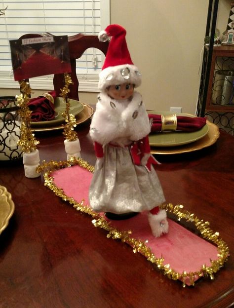 Elf on the Shelf Fashion Show Elf Mischief, Elf Shelf, The Elf On The Shelf, Santa's Little Helper, Elf Ideas, Xmas Ideas, Food Tips, Shelf Ideas, North Pole