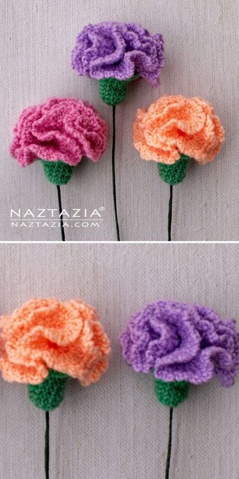 Amigurumi Crochet Rose How to make crochet rose - Step by step tutorial Crochet Flowers Carnation, Crochet Carnations Free Pattern, Crochet Carnation Pattern Free, Crochet Flowers Free Pattern Easy, Crochet Simple Flower, Crochet Carnation, Crochet Vase, Crocheted Cow, Pumpkin Patterns Free